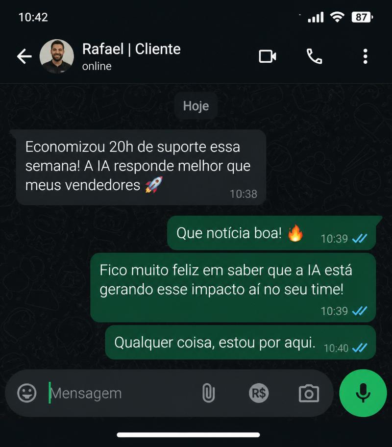 Economizou 20h de suporte essa semana
